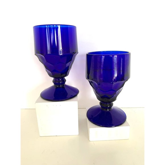 Vintage Georgian Cobalt Blue Faceted Scotch Glass - Picture 1 of 7